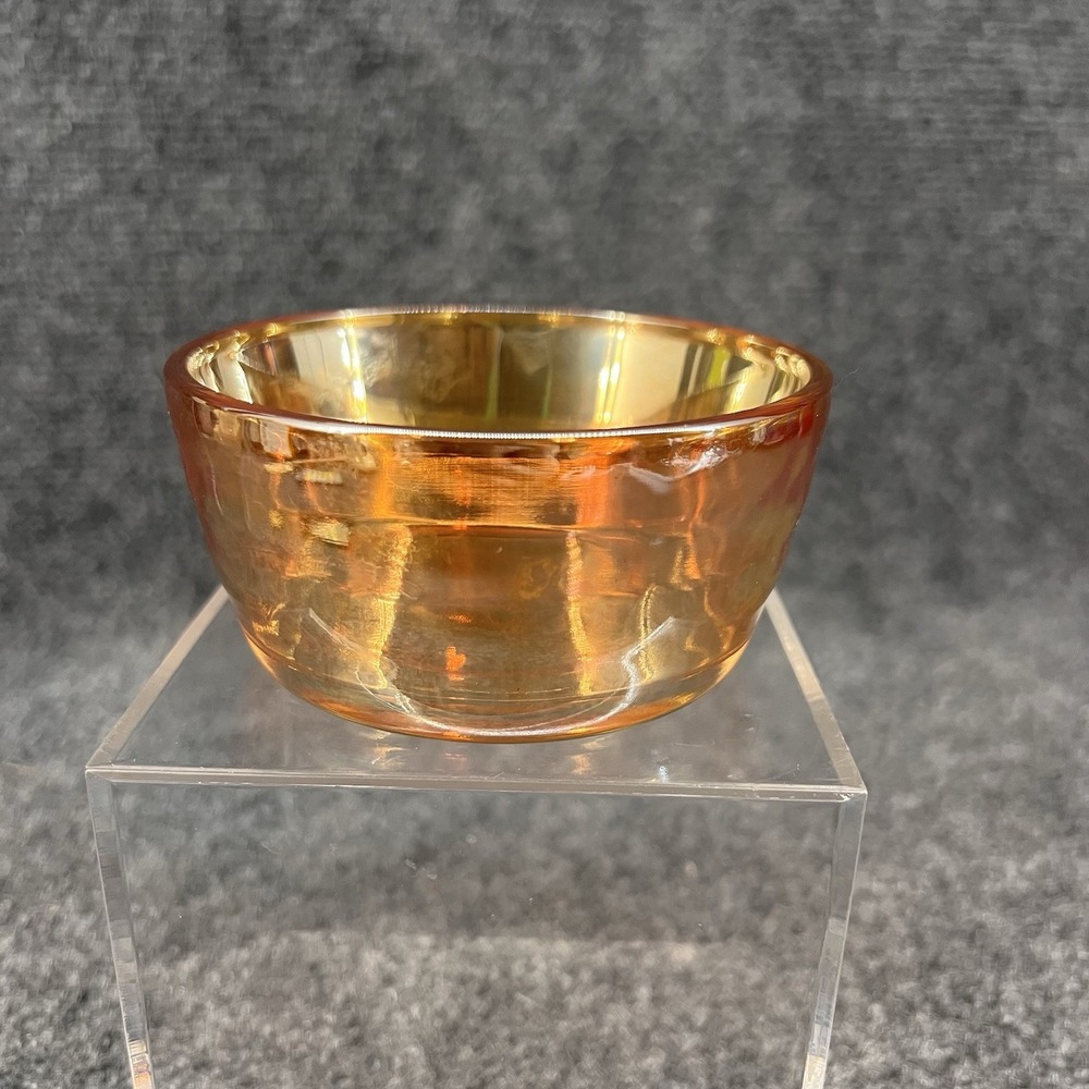 Vintage Jeanette Marigold Carnival Glass Iridescent Bowl Display Trinket Dish